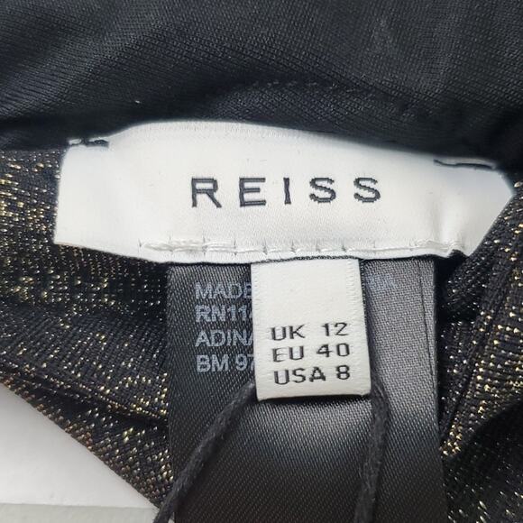 Reiss Women's Gold Black Adina Metallic Bandeau Bikini Top Size 8 - Picture 6 of 10